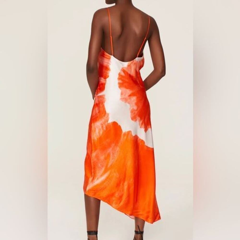 RTR AllSaintsAlexia Marinana Dress Orange White Tie-dye Sz 2 midi satin slip - Picture 2 of 8